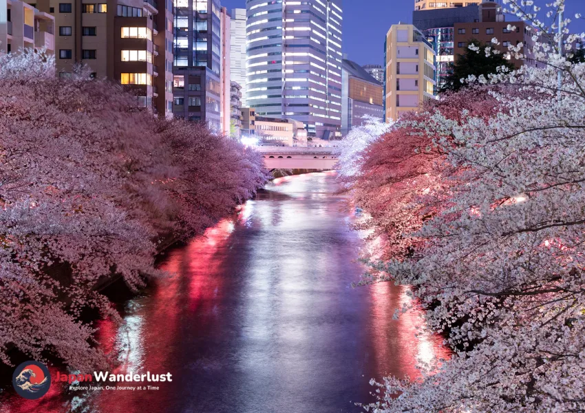 Romantic Sakura over Bridge for couple