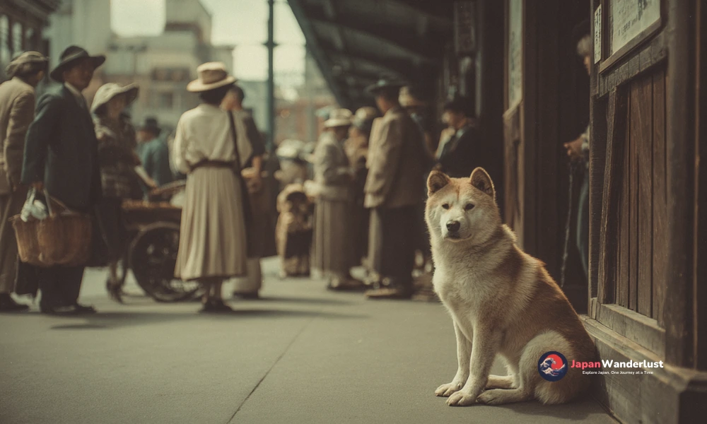 Hachiko waiting outside the station