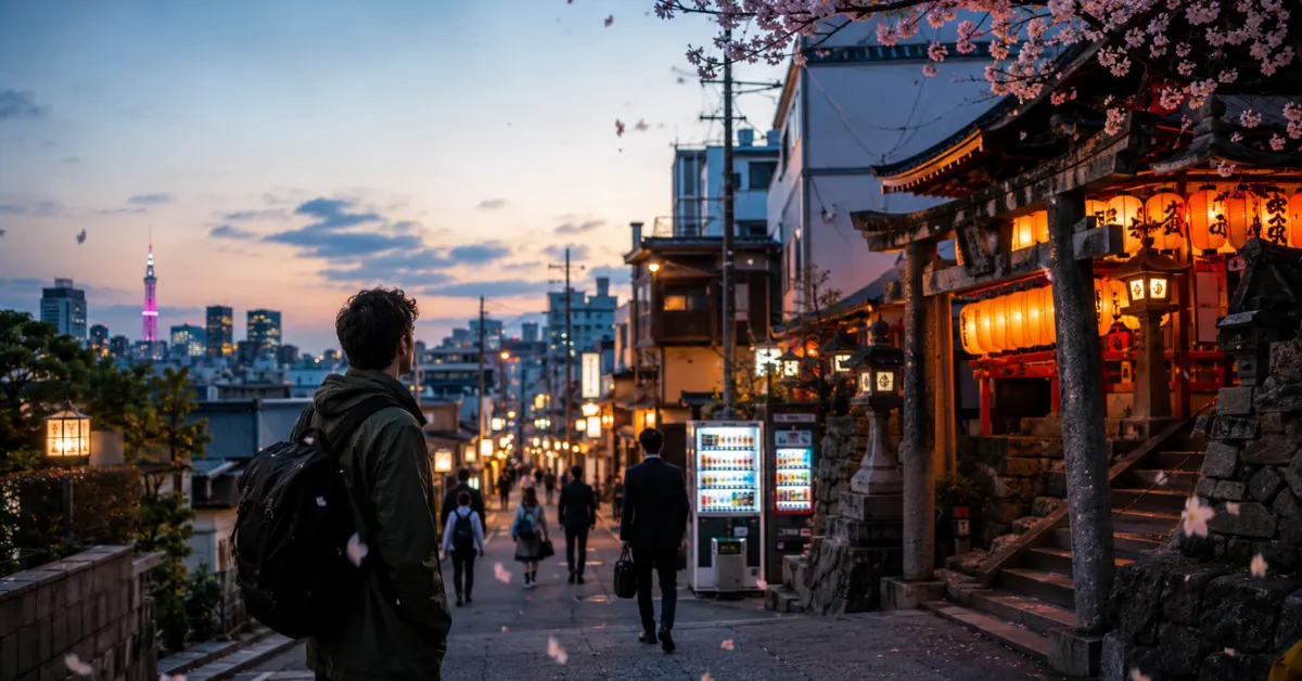 Traveler observing romanticized Japan
