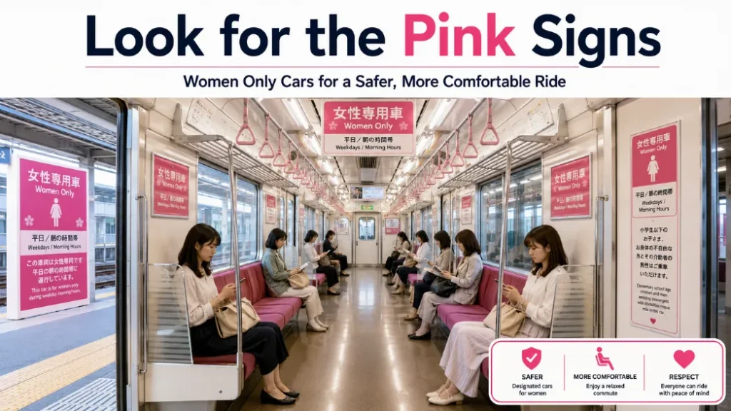 Women-only commuter train carriage in Japan